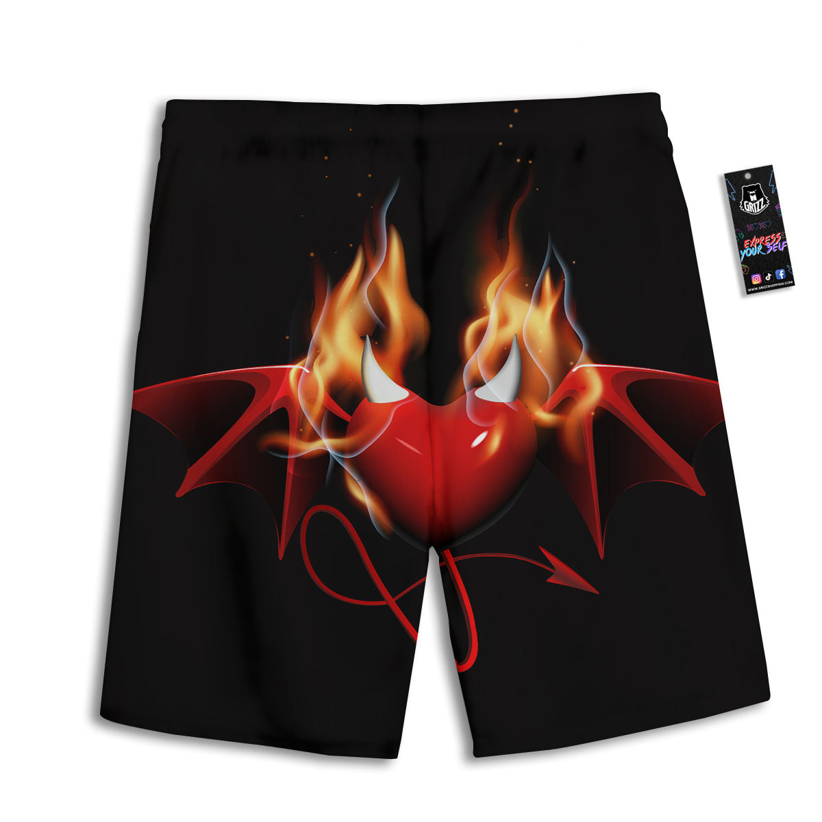 Floral Neon Skull Print Pattern Men's Athletic Shorts