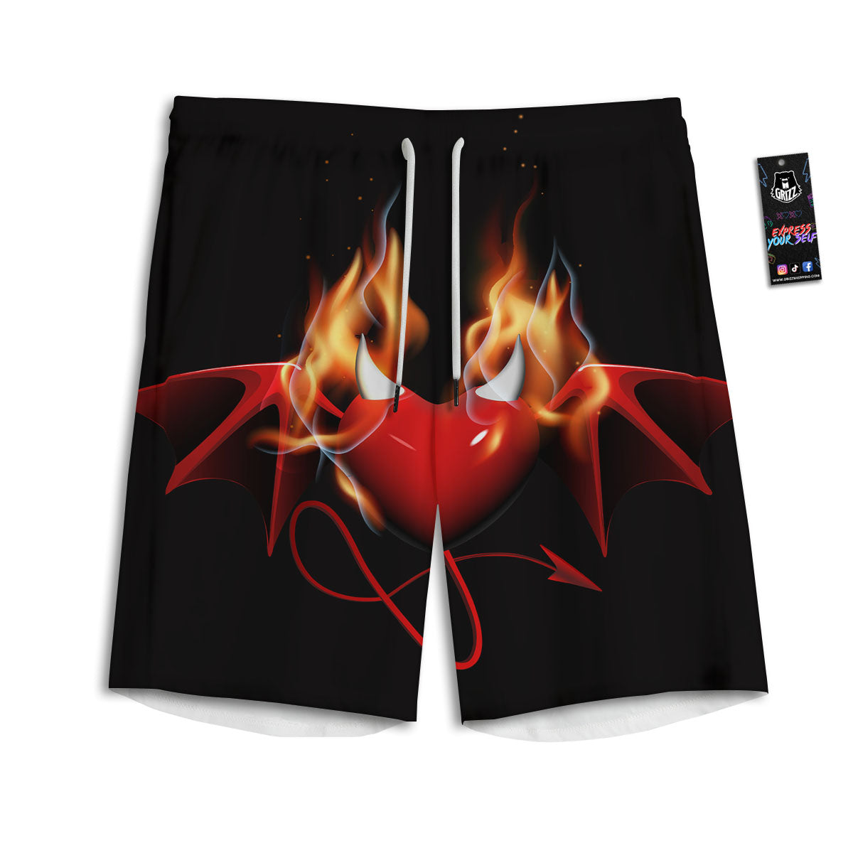 Floral Neon Skull Print Pattern Men's Athletic Shorts