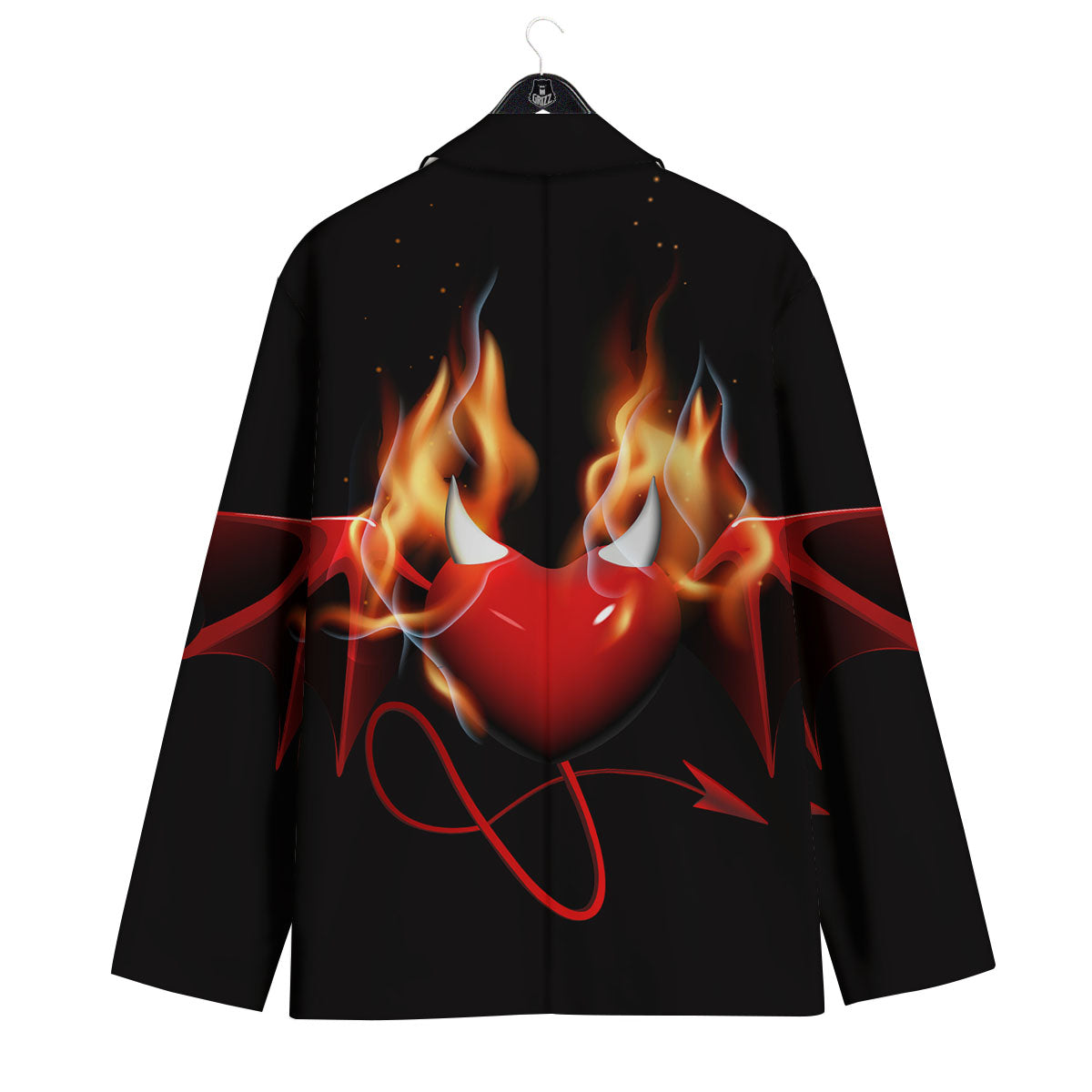 Fire Wings Angel Heart Print Men's Sport Coat-grizzshop