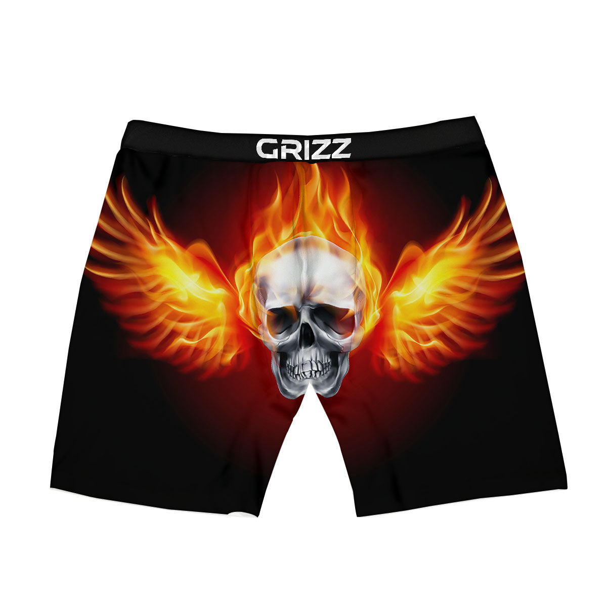 Fire Wings With Flaming Skull Print Boxer Briefs-grizzshop