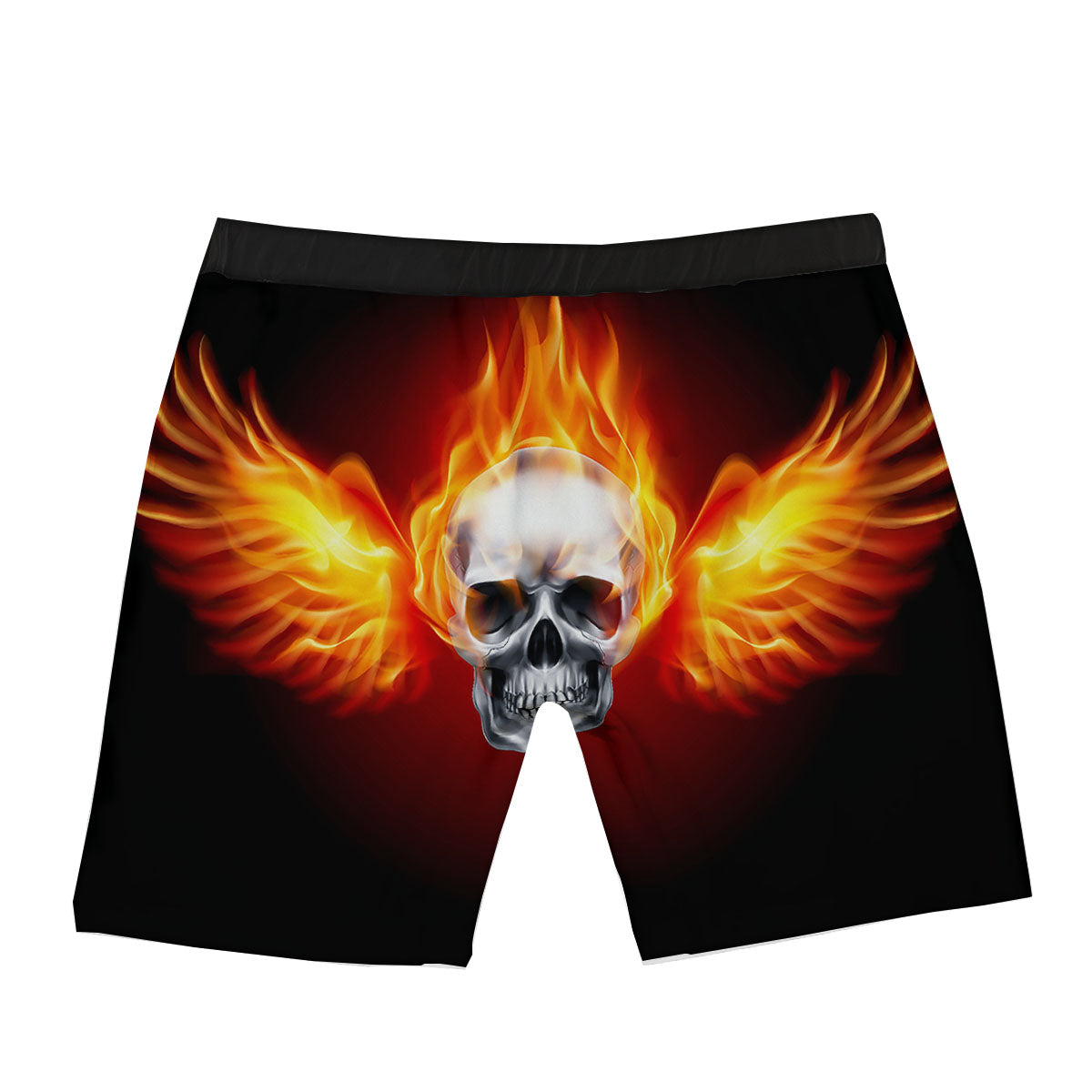 Fire Wings With Flaming Skull Print Boxer Briefs-grizzshop