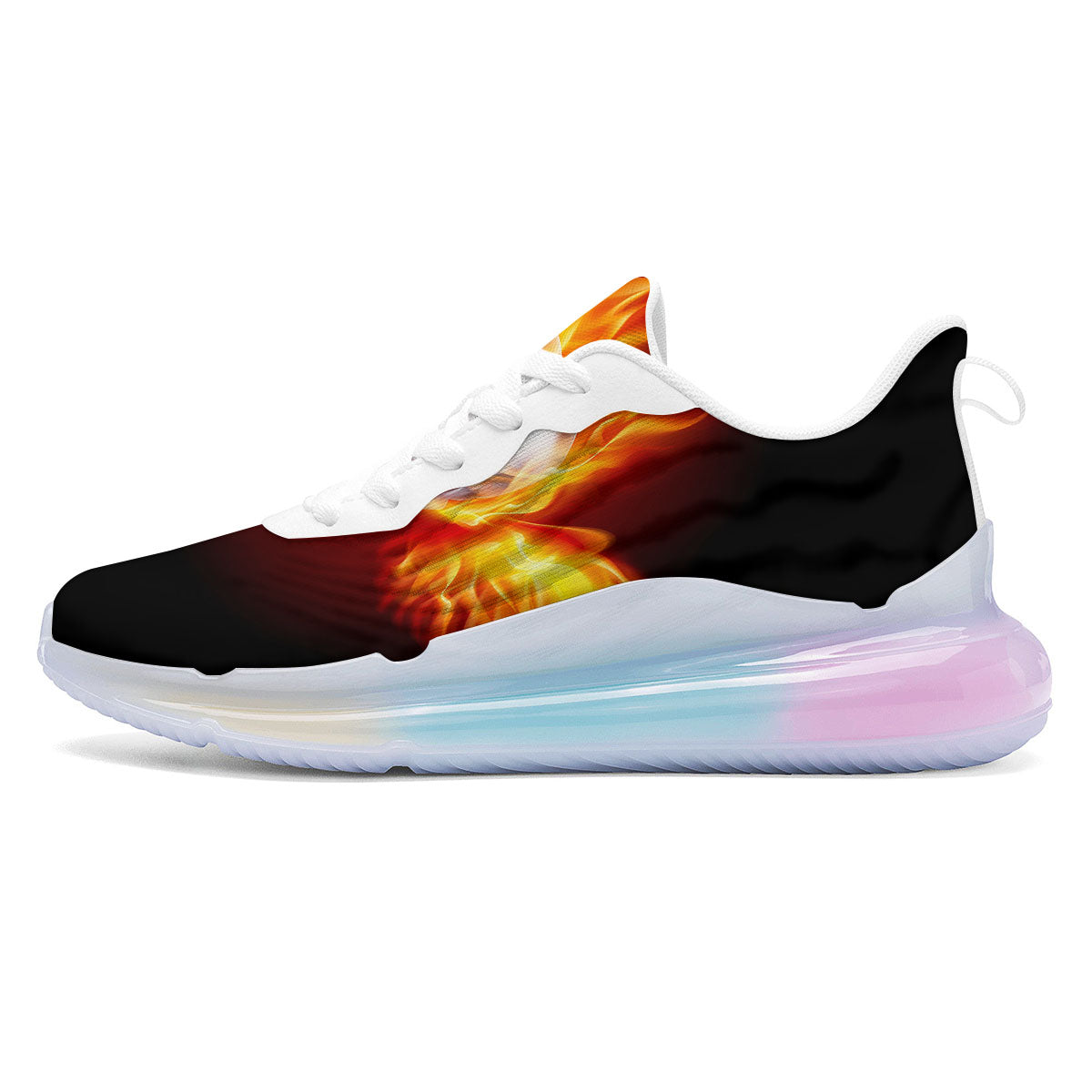 Fire Wings With Flaming Skull Print Running Sneakers-grizzshop