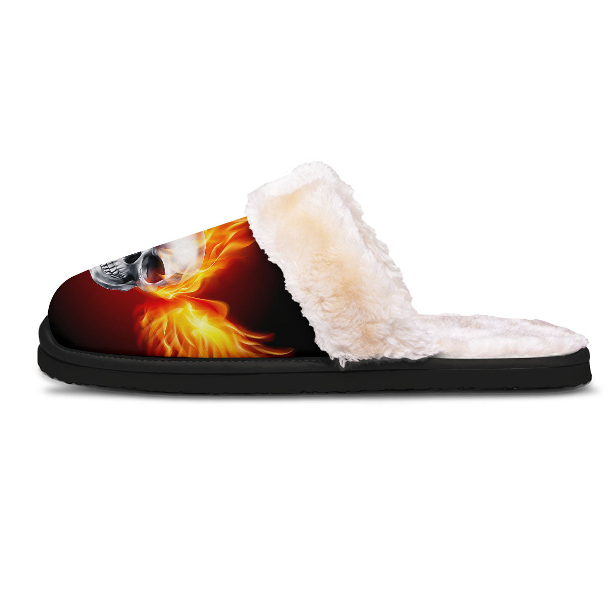 Fire Wings With Flaming Skull Print Slippers-grizzshop