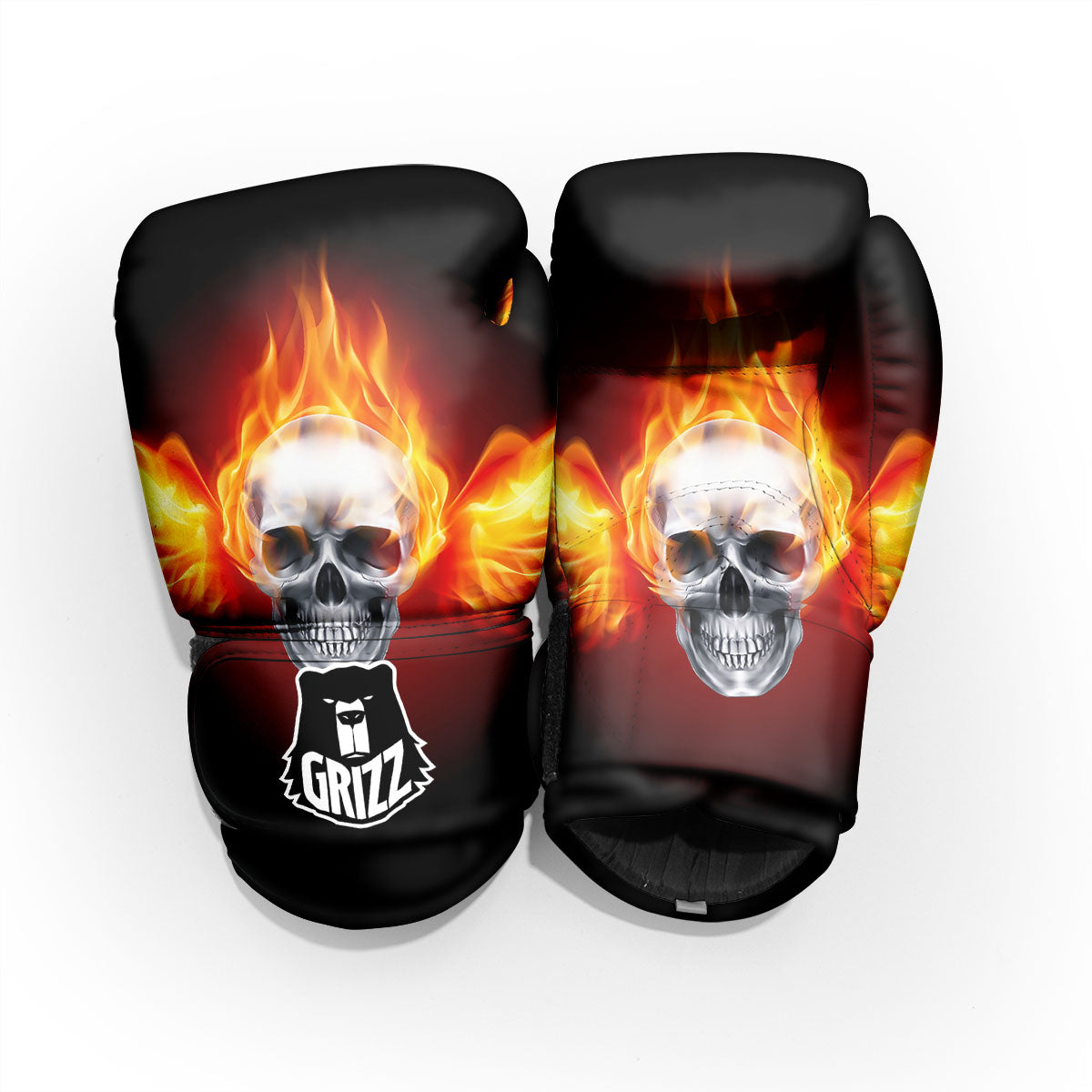 Fire Wings With Flaming Skull Print Pro Boxing Glove