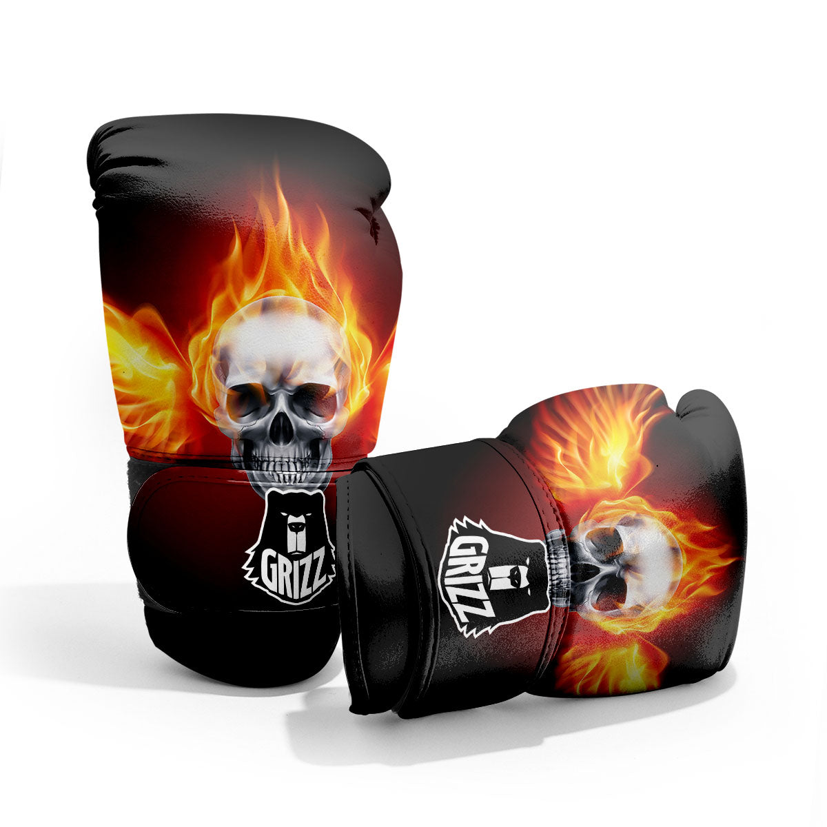 Fire Wings With Flaming Skull Print Pro Boxing Glove