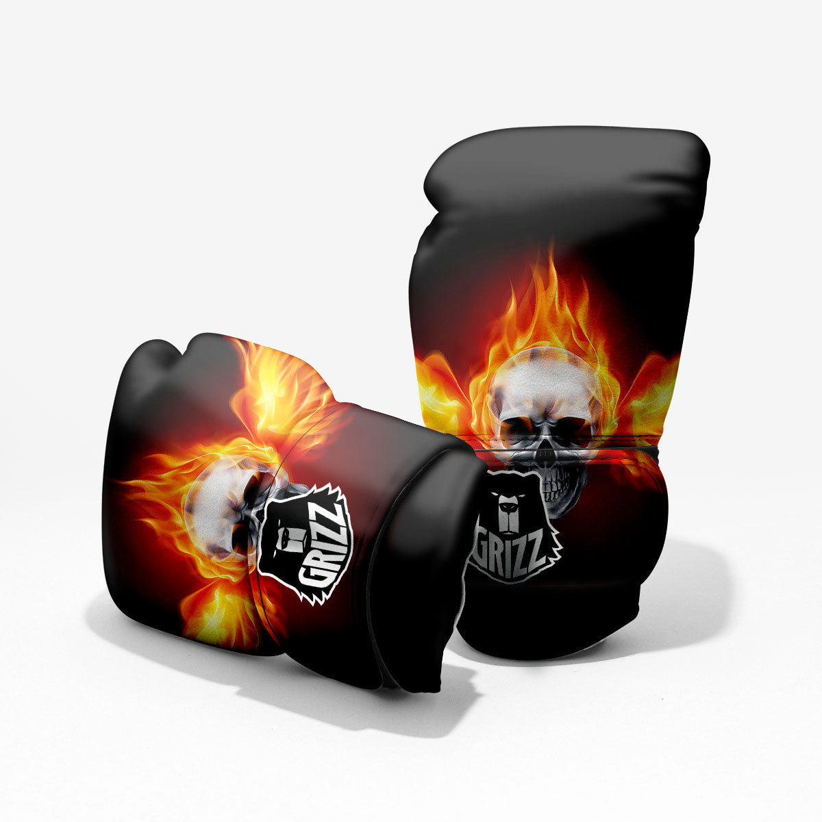 Fire Wings With Flaming Skull Print Pro Boxing Glove