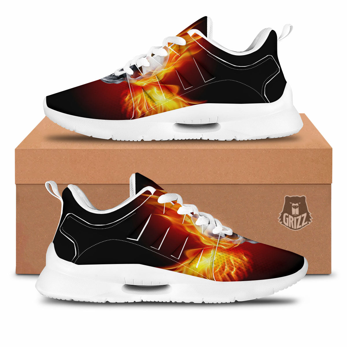 Fire Wings With Flaming Skull Print Tennis Shoes-grizzshop