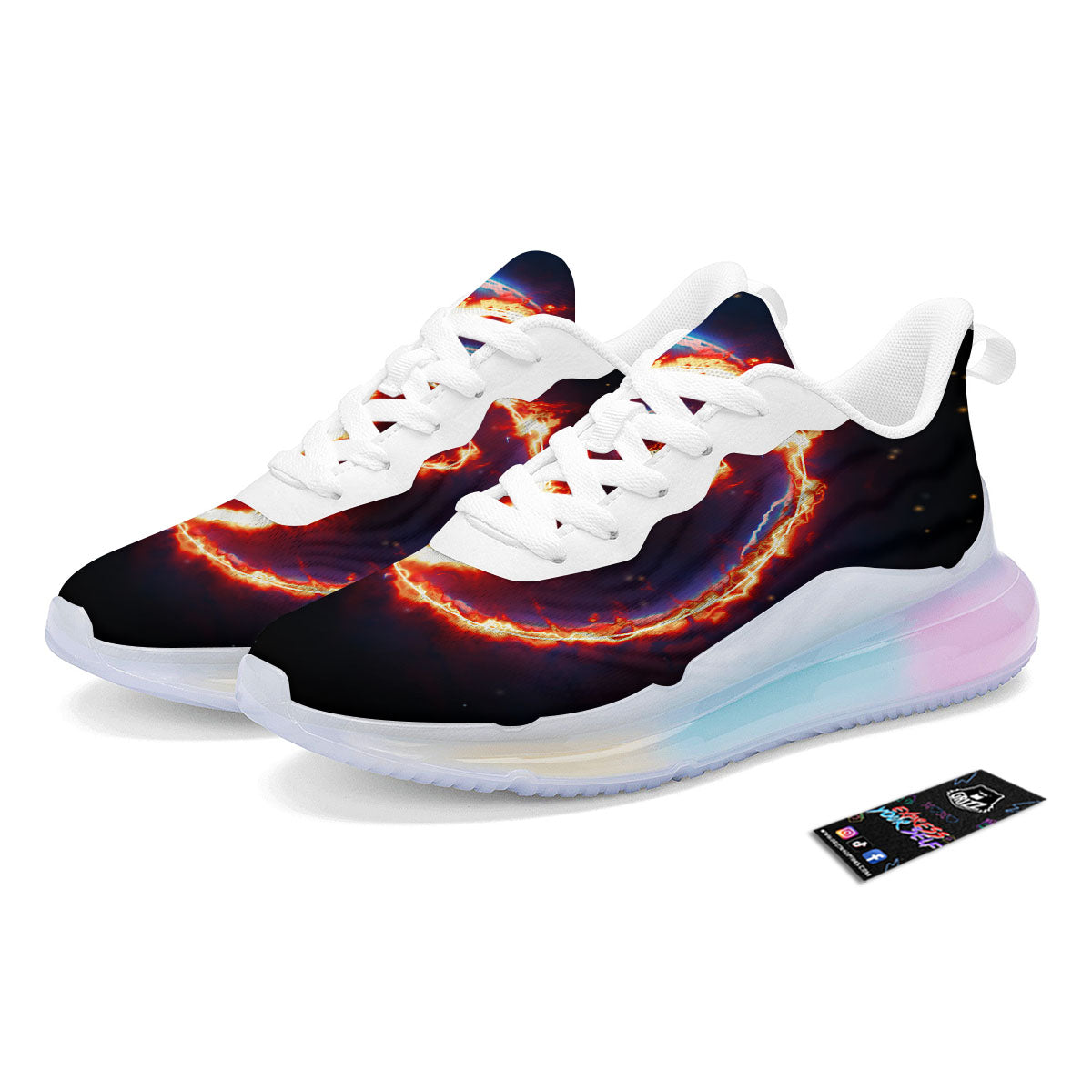 Fire Yin Yang Blue And Red Print Running Sneakers-grizzshop