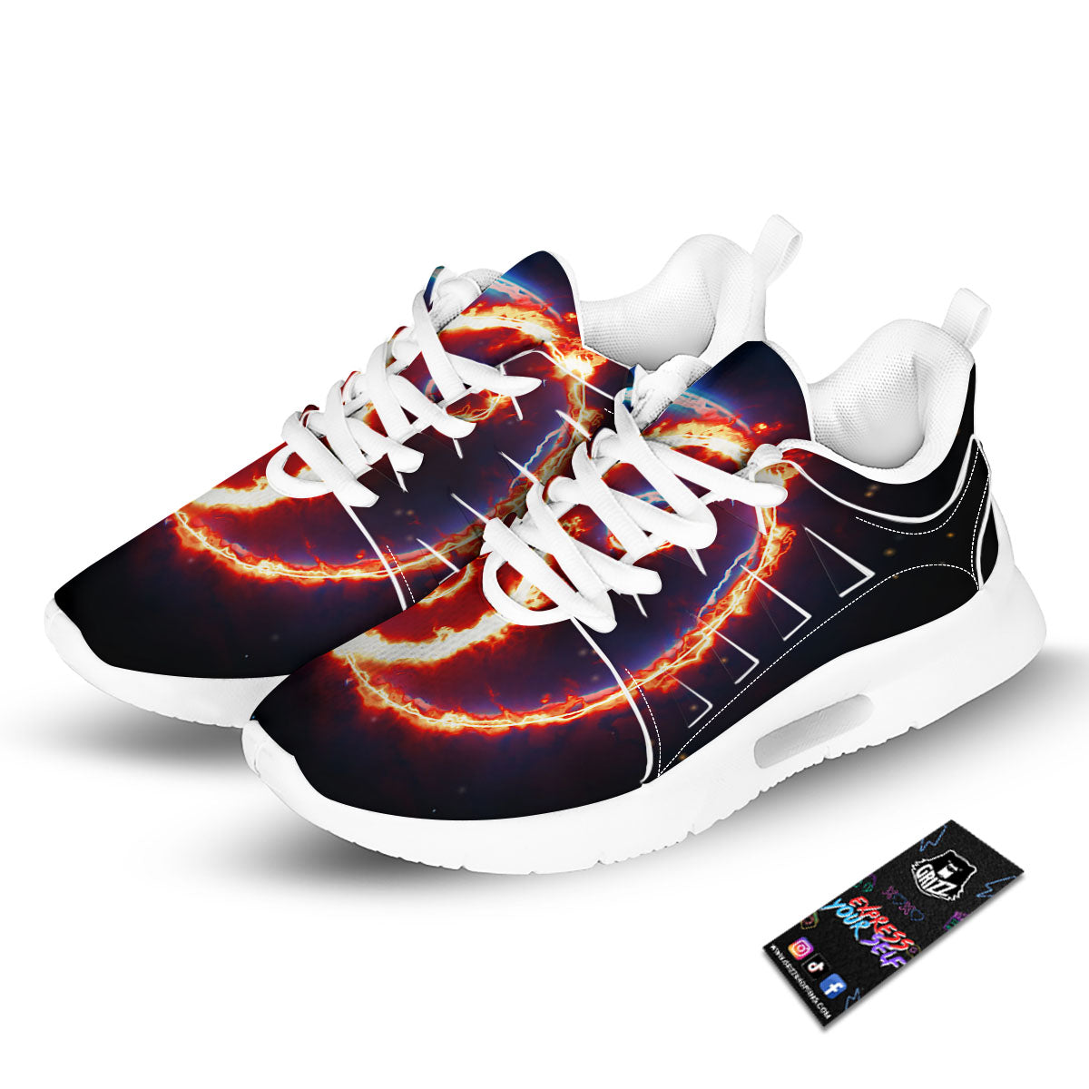 Fire Yin Yang Blue And Red Print Tennis Shoes-grizzshop