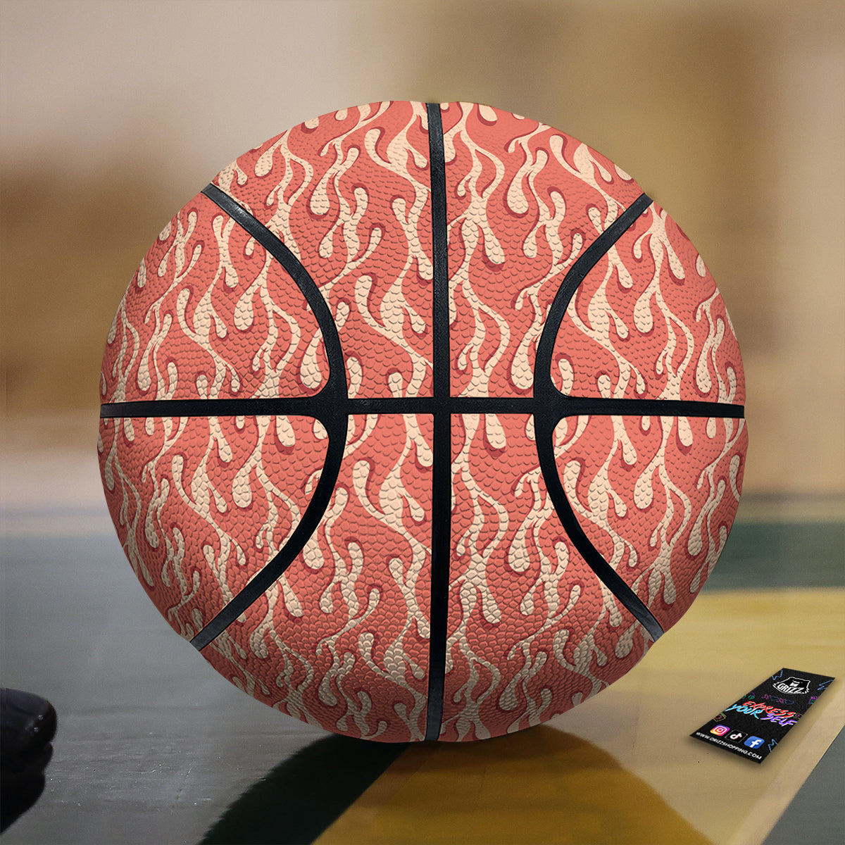 Fire Flames Vintagecolor Print Basketball