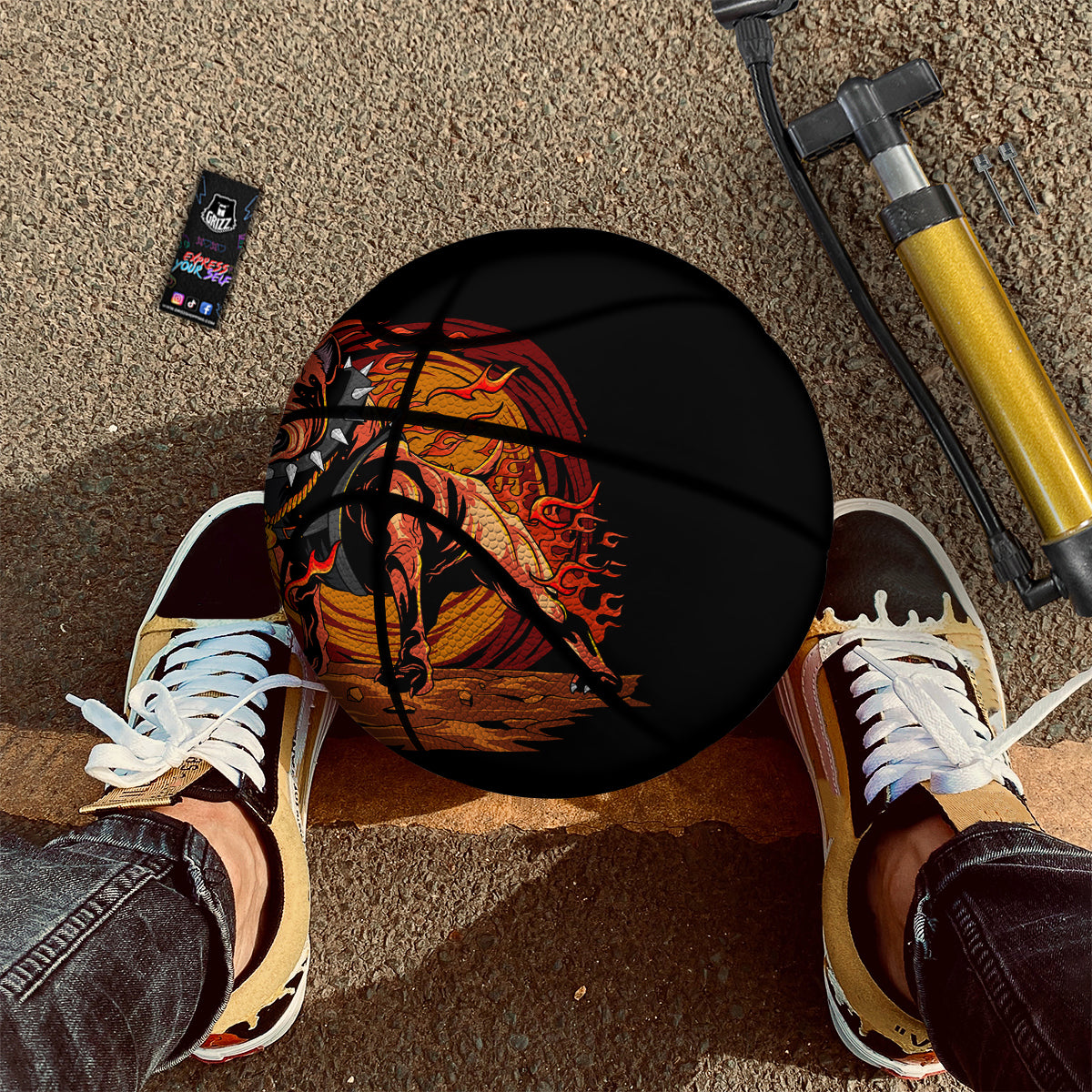 Fire Pitbull Print Basketball