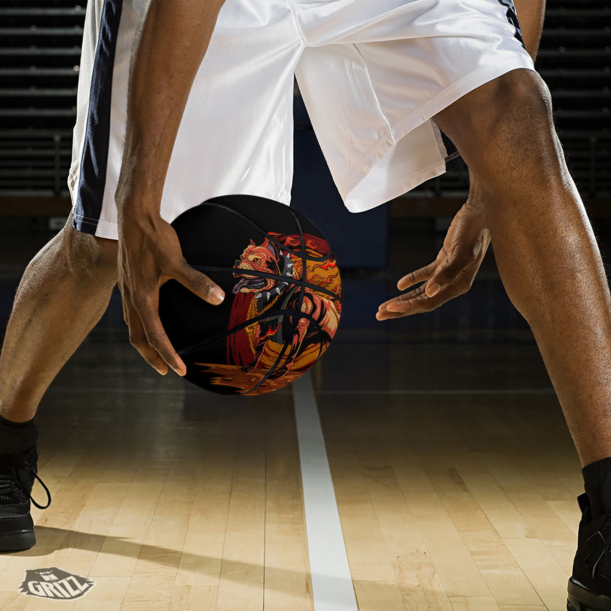 Fire Pitbull Print Basketball
