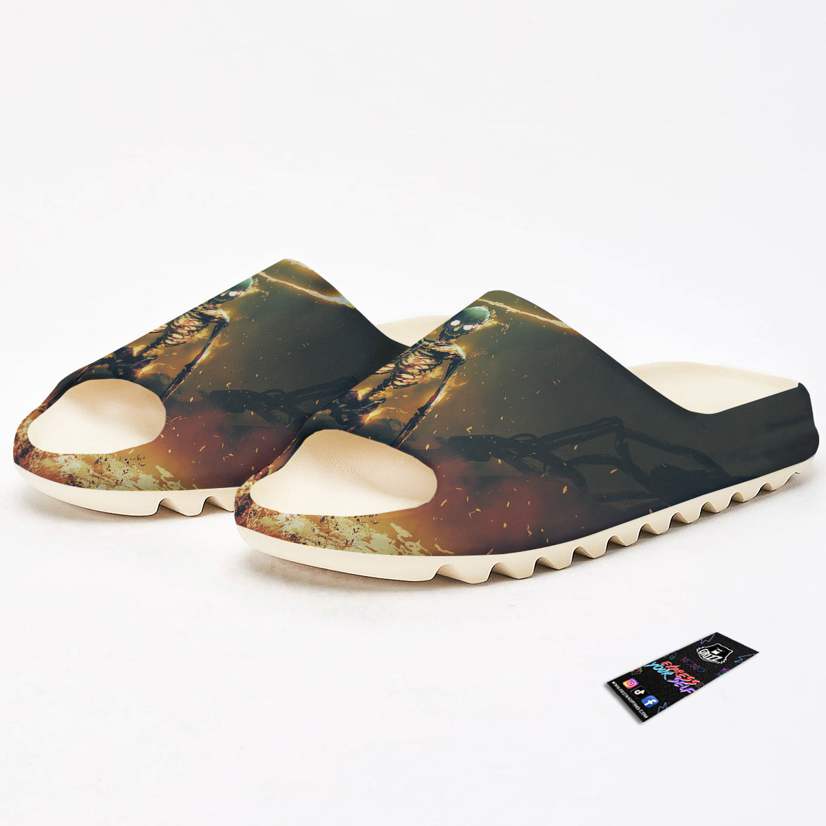 Fire Skeleton Print Sandals-grizzshop