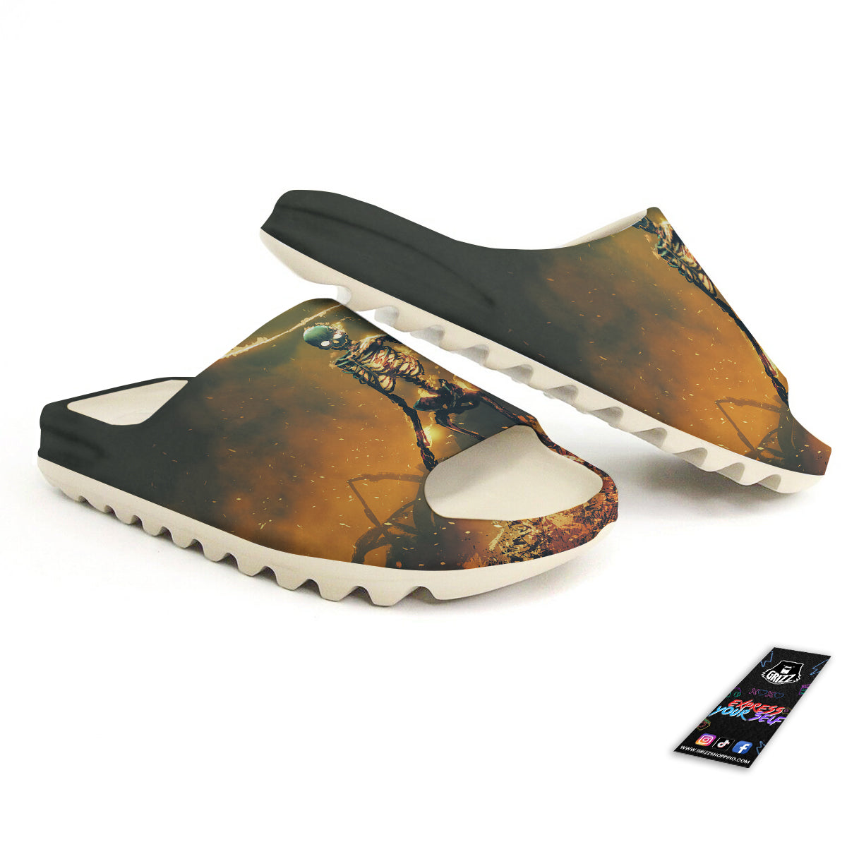 Fire Skeleton Print Sandals-grizzshop