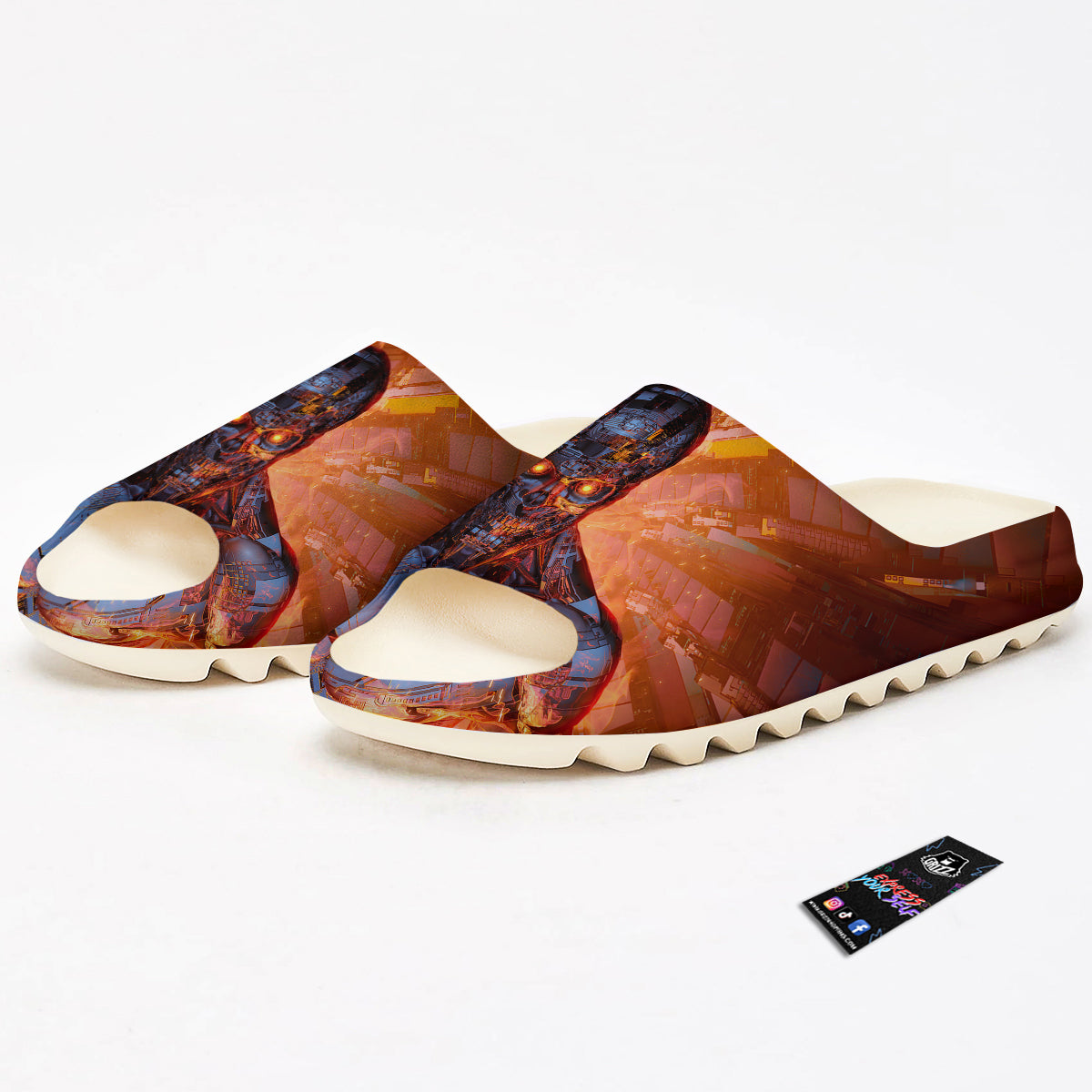 Fire Skeleton Robot Print Sandals-grizzshop