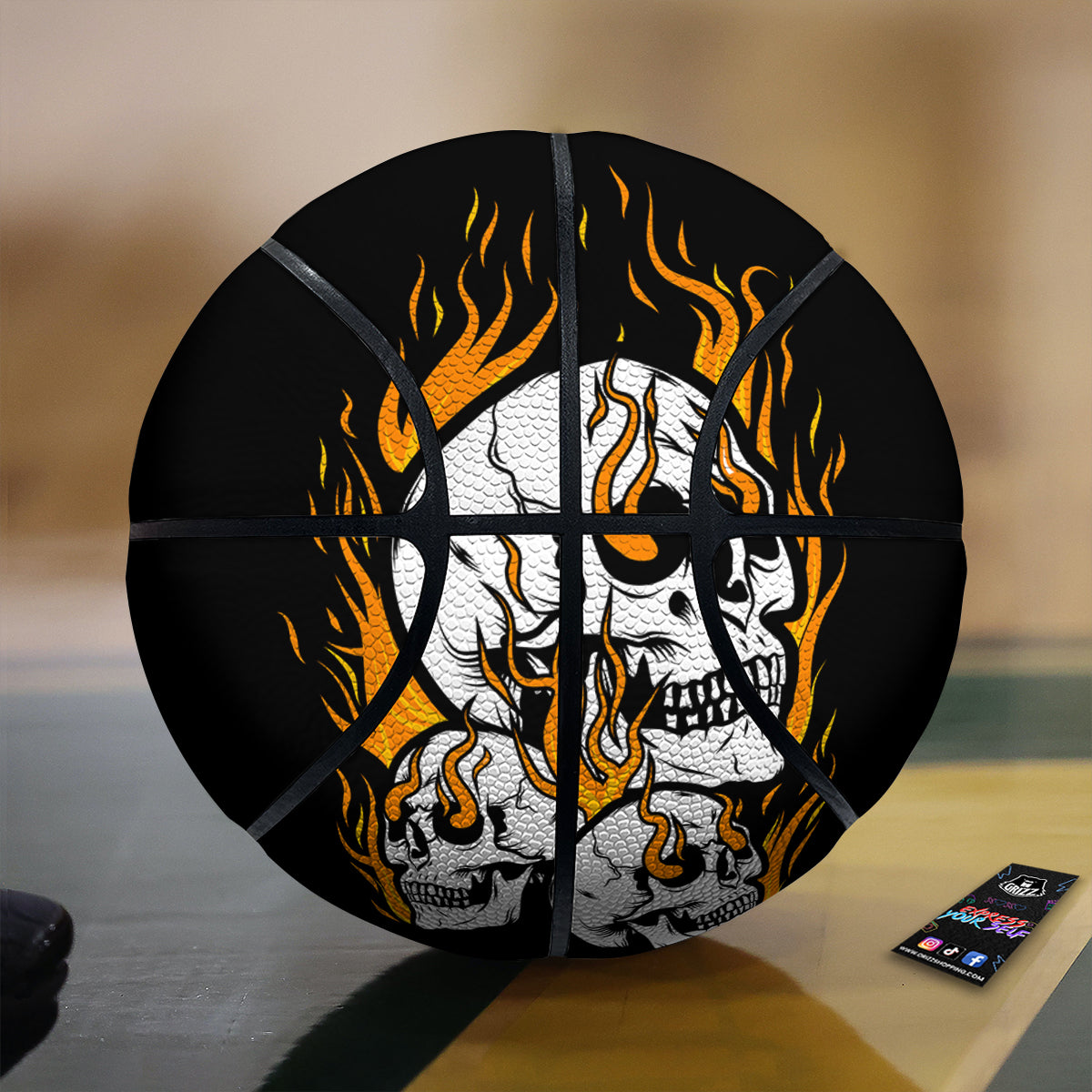 Fire Skull Head Print Basketball