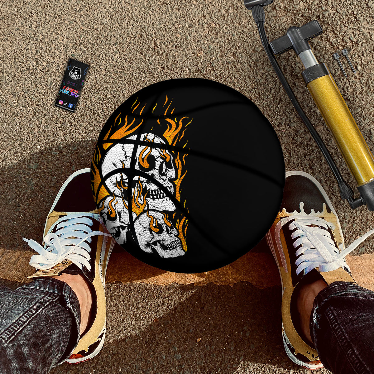 Fire Skull Head Print Basketball