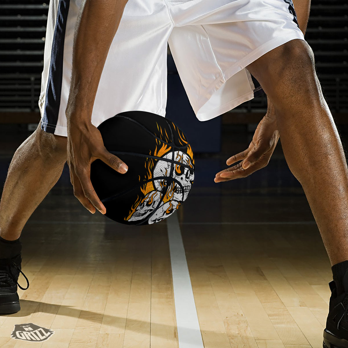 Fire Skull Head Print Basketball