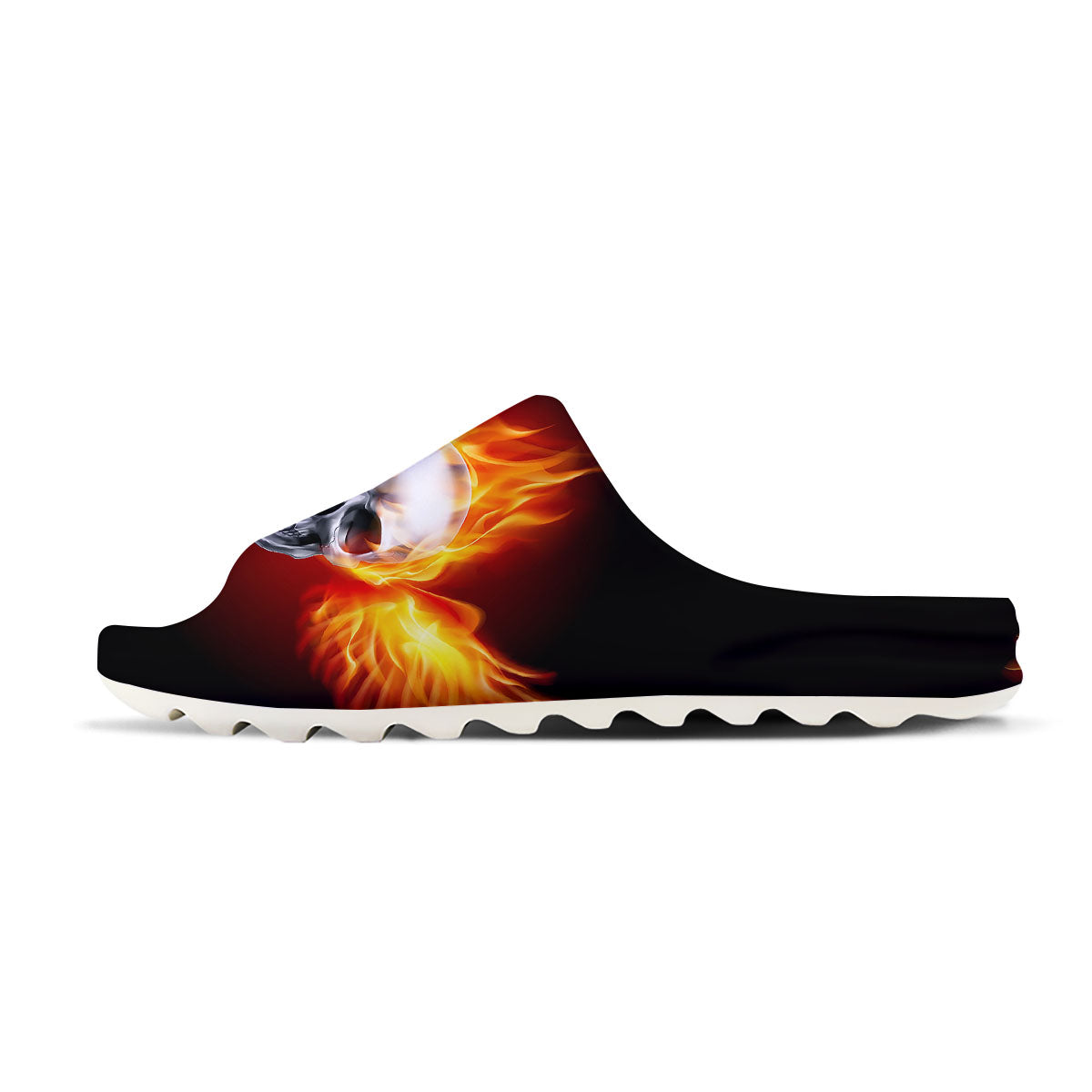 Fire Wings With Flaming Skull Print Sandals-grizzshop