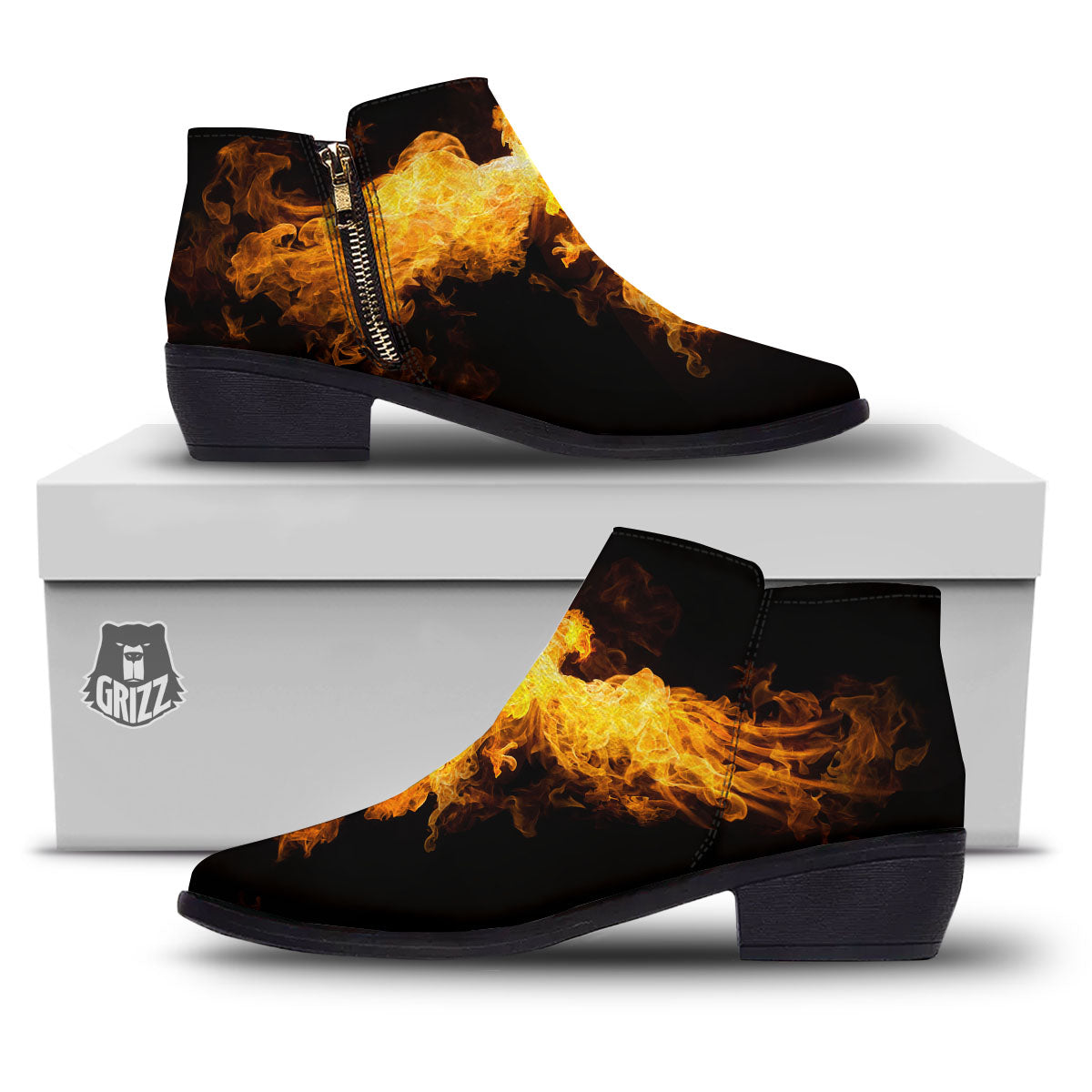 Firebird Phoenix Print Ankle Boots-grizzshop