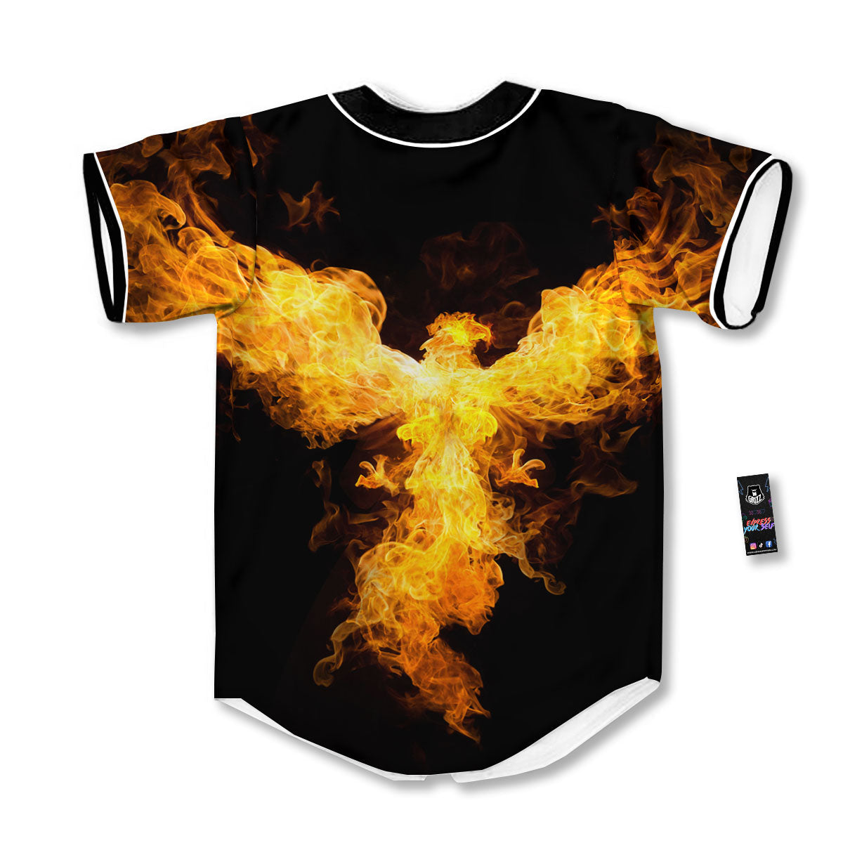 Firebird Phoenix Print Baseball Jersey-grizzshop