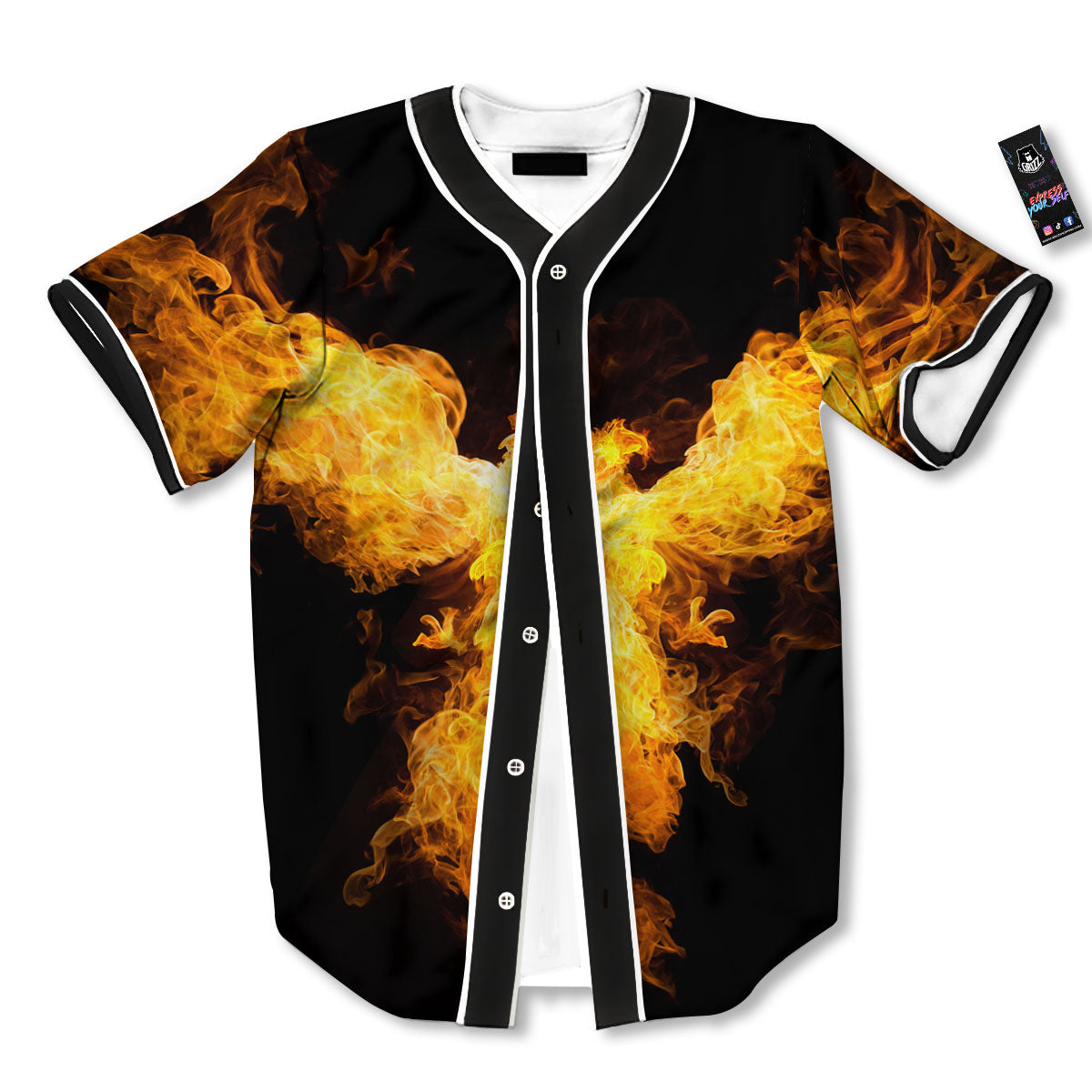 Firebird Phoenix Print Baseball Jersey-grizzshop
