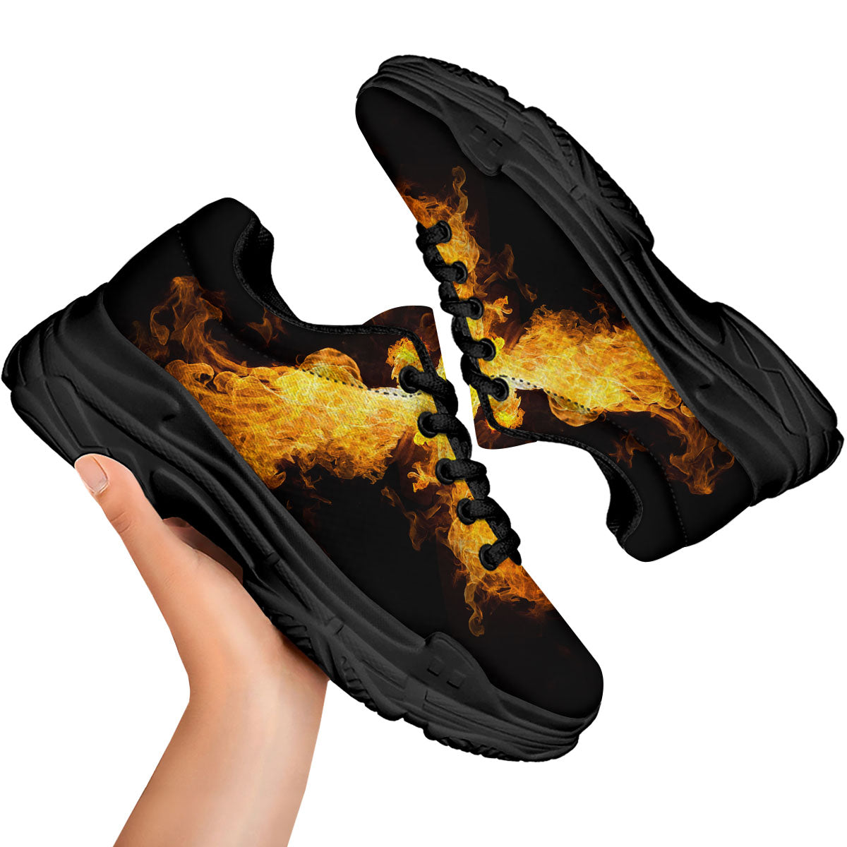 Firebird Phoenix Print Black Chunky Shoes-grizzshop