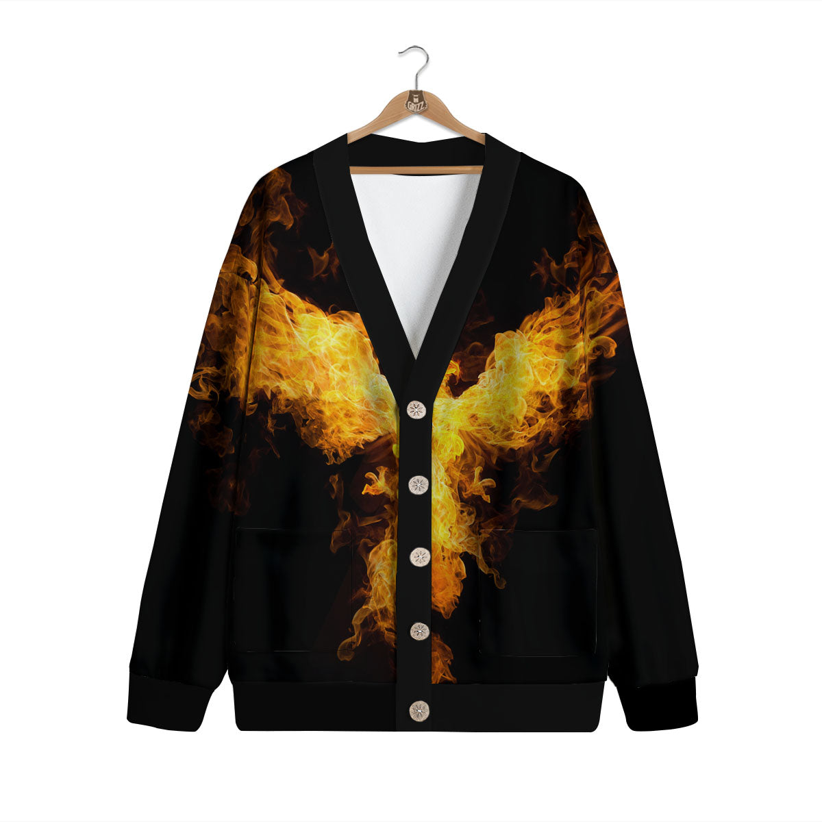 Firebird Phoenix Print Cardigan-grizzshop