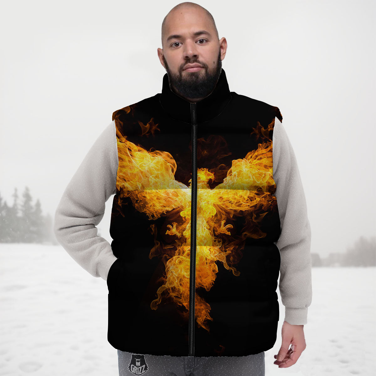 Firebird Phoenix Print Down Vest