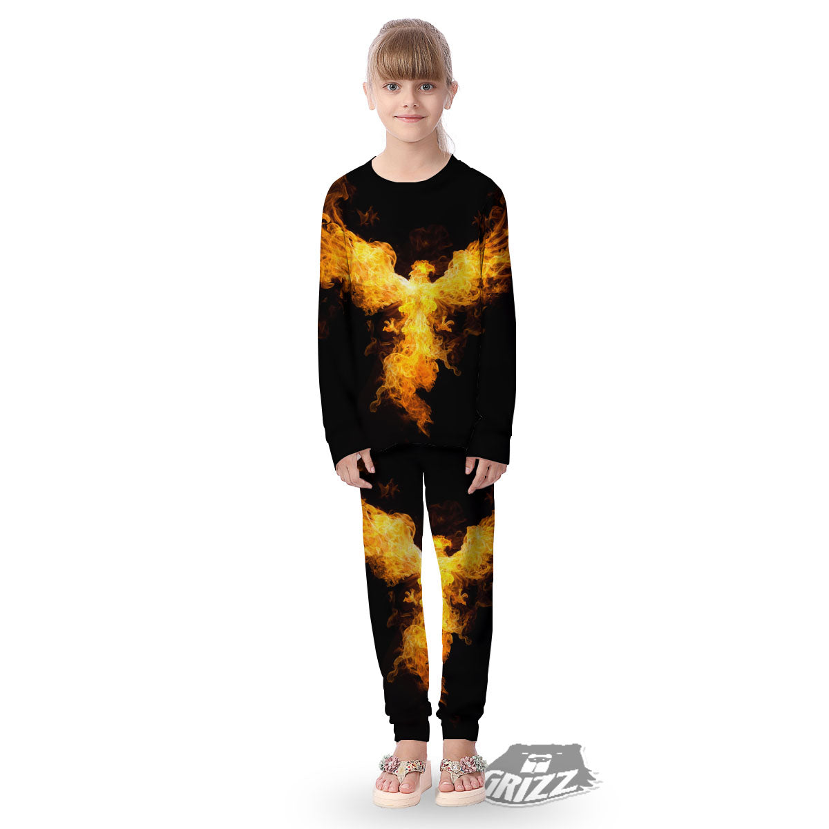 Firebird Phoenix Print Kid's Pajamas-grizzshop