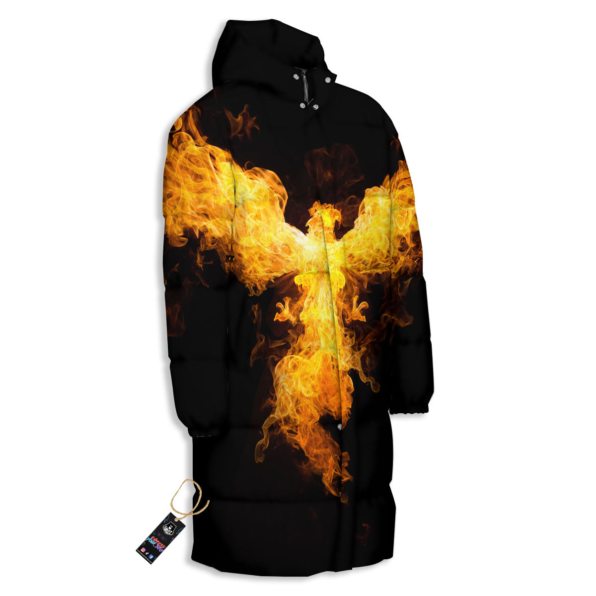 Firebird Phoenix Print Long Down Jacket-grizzshop