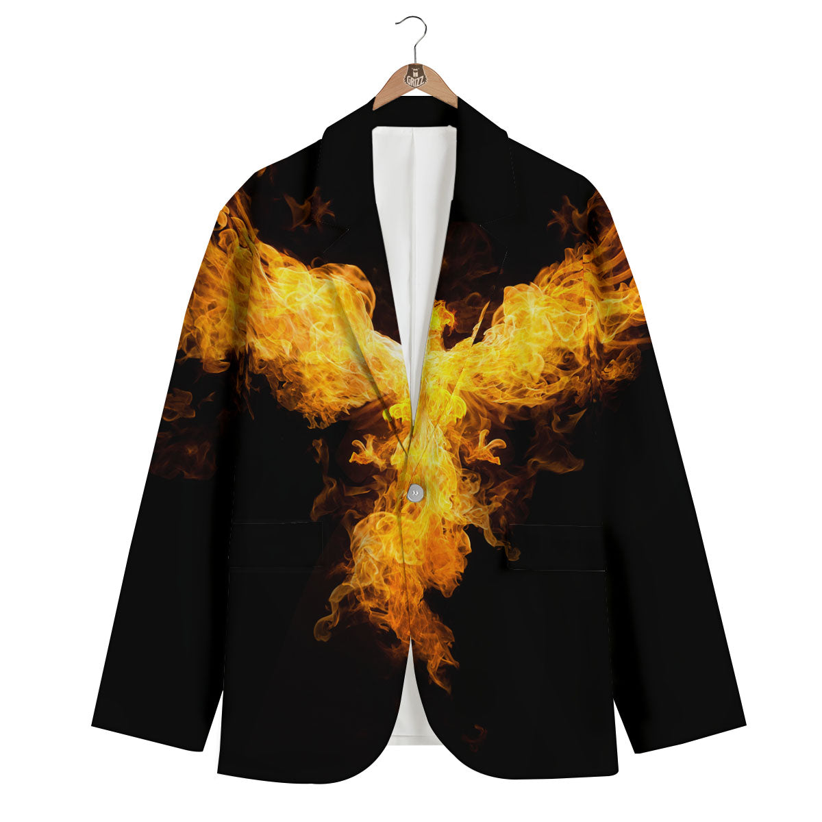Firebird Phoenix Print Men's Blazer-grizzshop