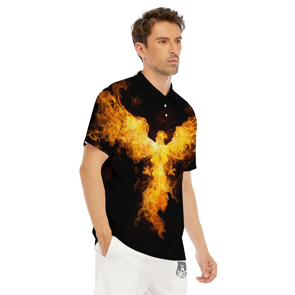 Firebird Phoenix Print Men's Golf Shirts-grizzshop