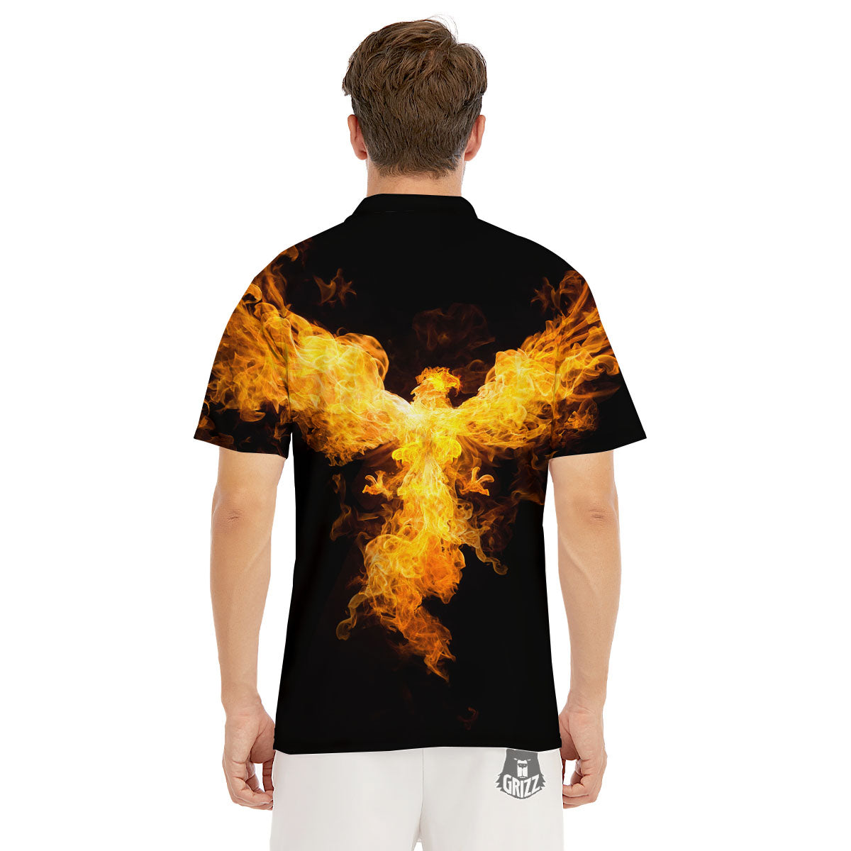 Firebird Phoenix Print Men's Golf Shirts-grizzshop