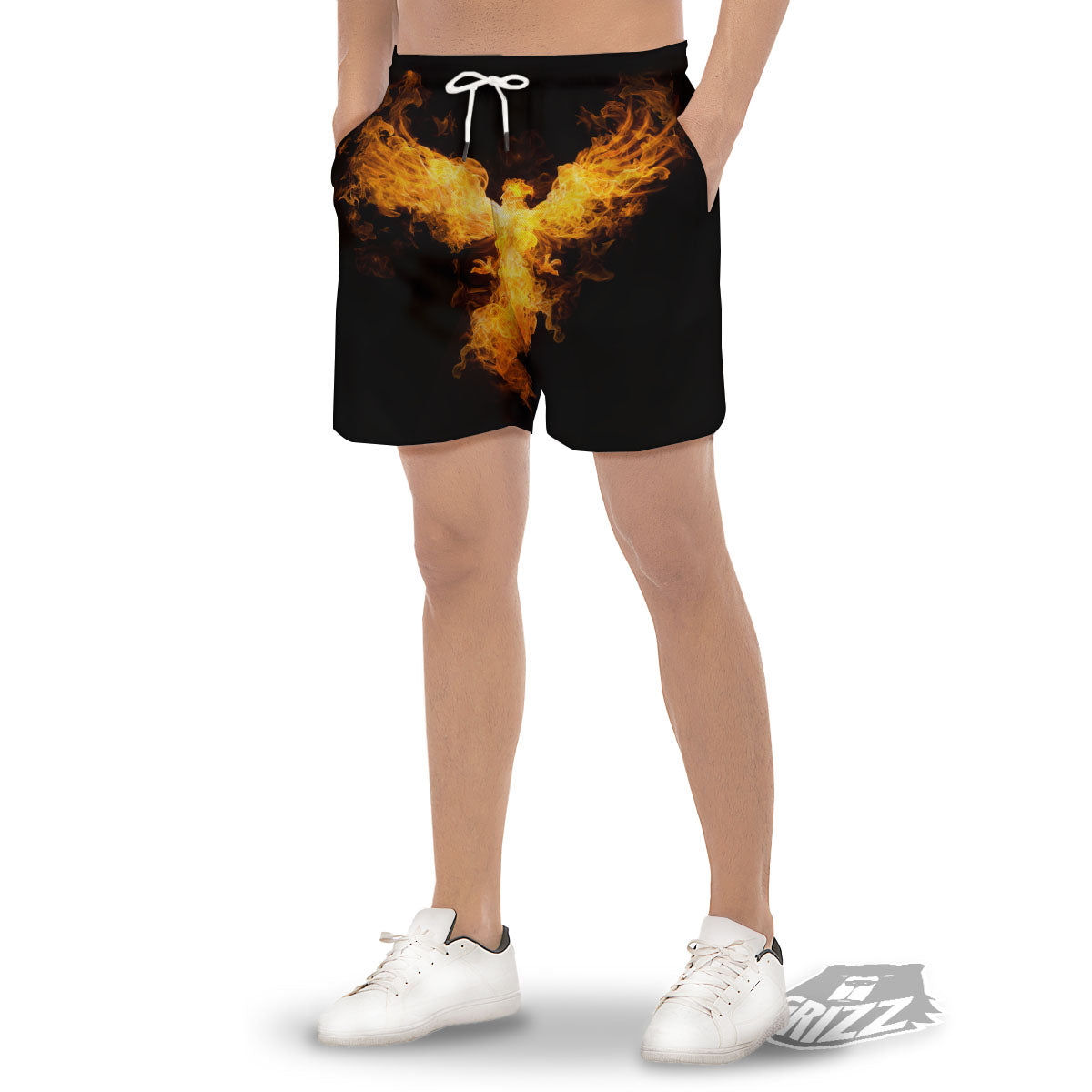 Firebird Phoenix Print Men's Gym Shorts-grizzshop