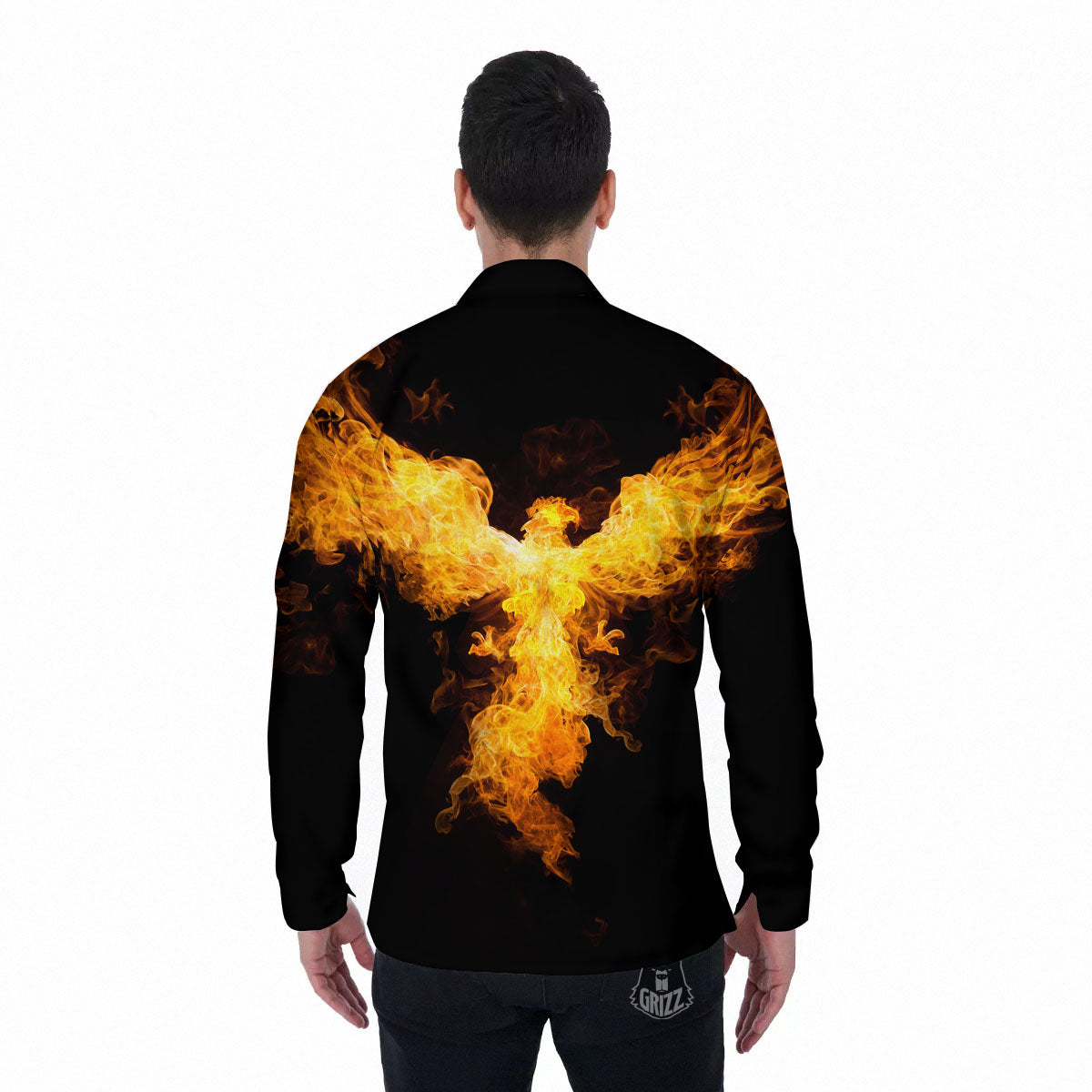 Firebird Phoenix Print Men's Long Sleeve Shirts-grizzshop