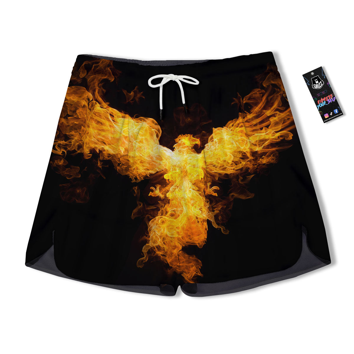 Firebird Phoenix Print Men's Running Shorts-grizzshop