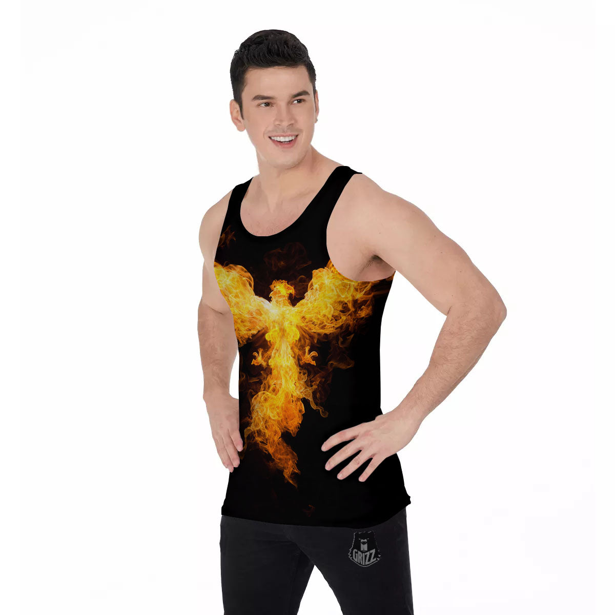 Firebird Phoenix Print Men's Tank Top-grizzshop