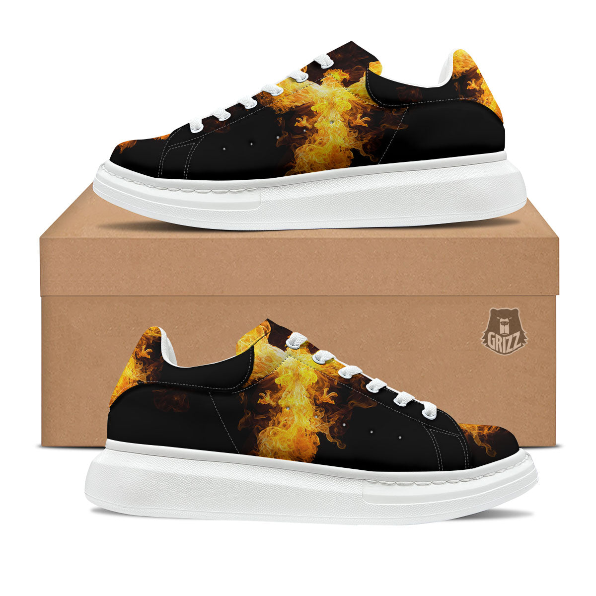 Firebird Phoenix Print Platform Shoes-grizzshop