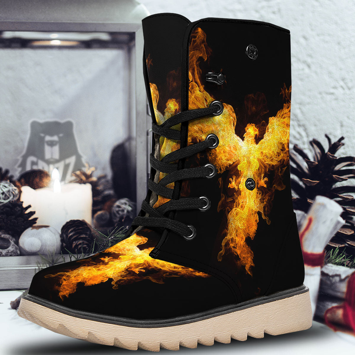 Firebird Phoenix Print Snow Boots-grizzshop
