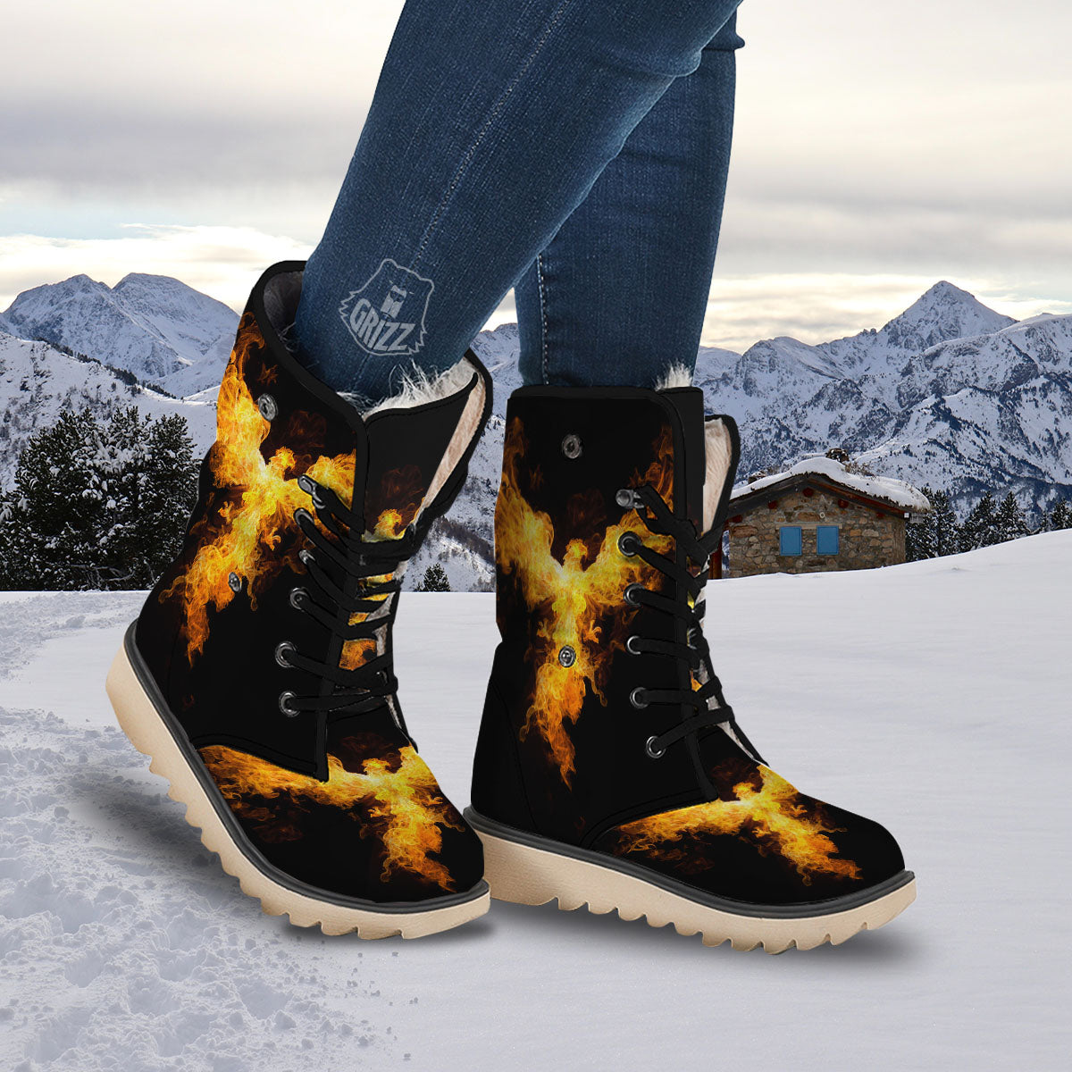 Firebird Phoenix Print Snow Boots-grizzshop