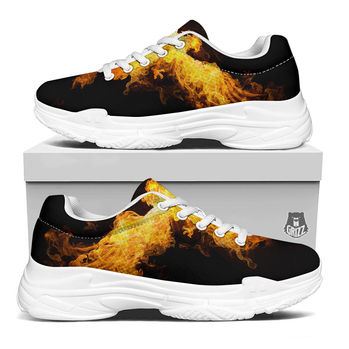 Firebird Phoenix Print White Chunky Shoes-grizzshop