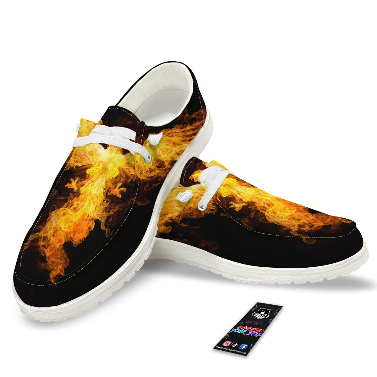 Firebird Phoenix Print White Loafers-grizzshop
