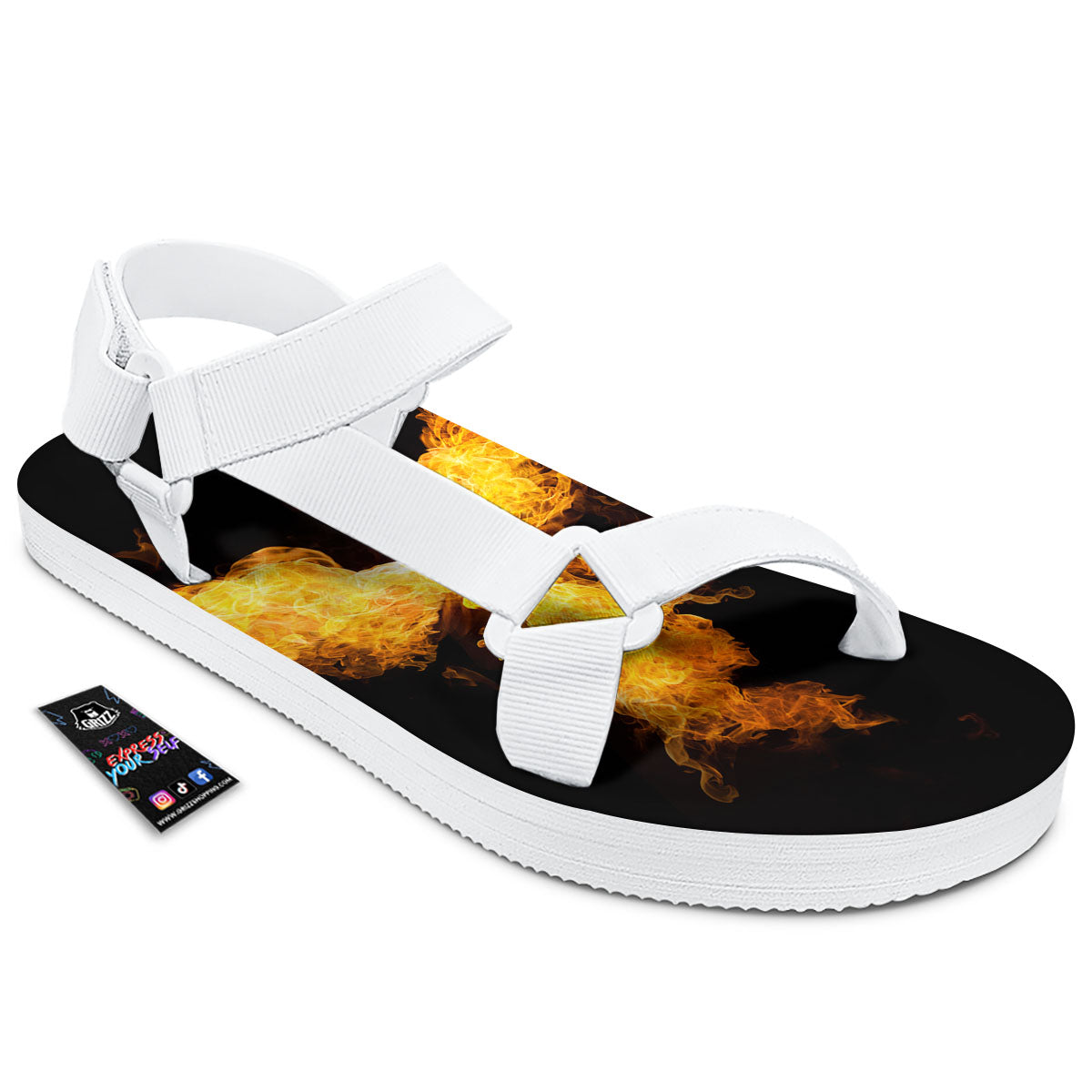 Firebird Phoenix Print White Open Toe Sandals-grizzshop