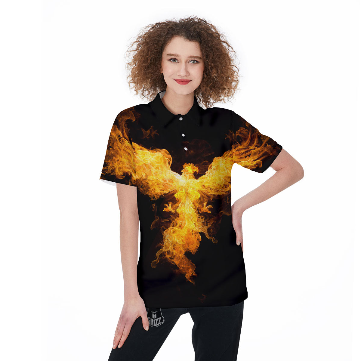 Firebird Phoenix Print Women's Golf Shirts-grizzshop