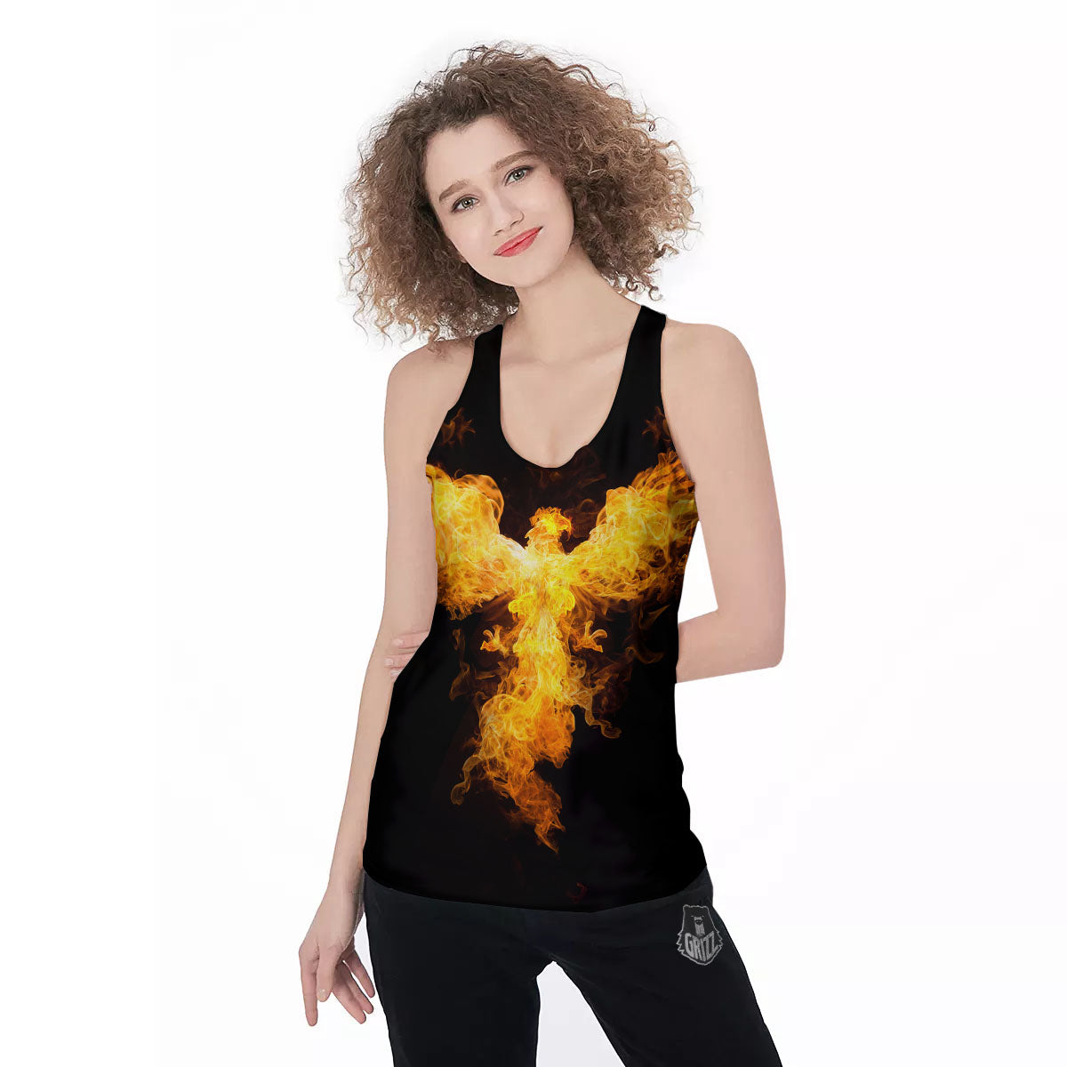 Firebird Phoenix Print Women's Racerback Tank Top-grizzshop