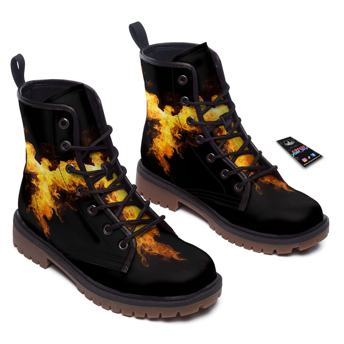 Firebird Phoenix Print Work Boots-grizzshop