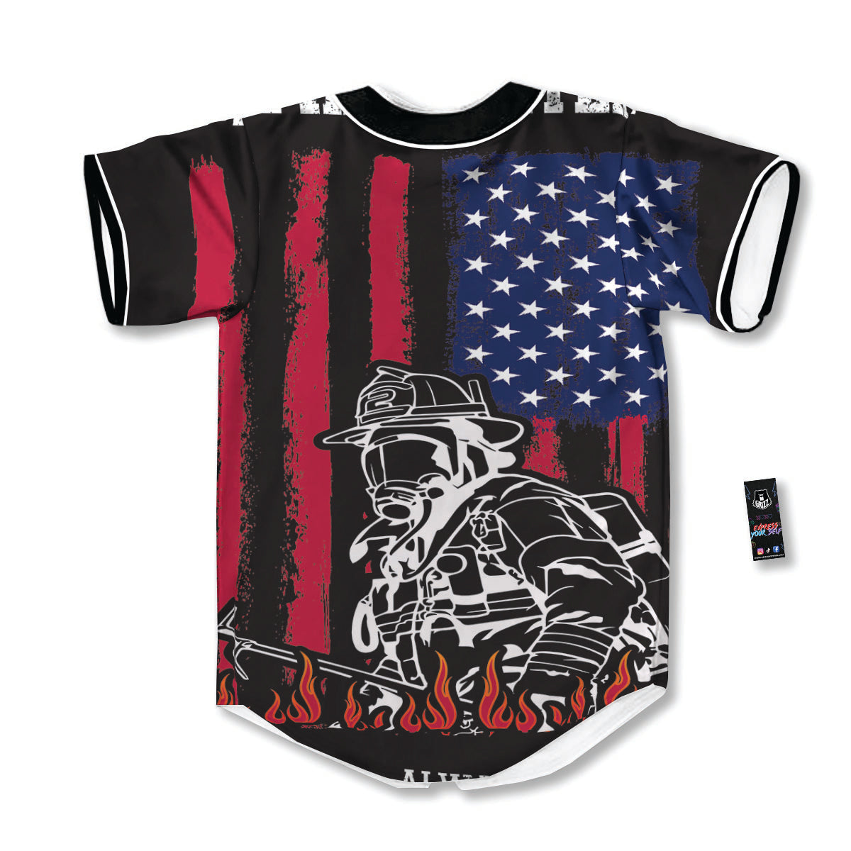 Firefighter Emblem American Print Baseball Jersey-grizzshop