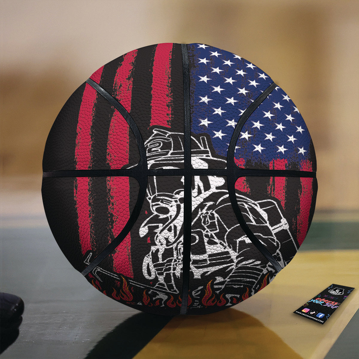 Firefighter Emblem American Print Basketball-grizzshop