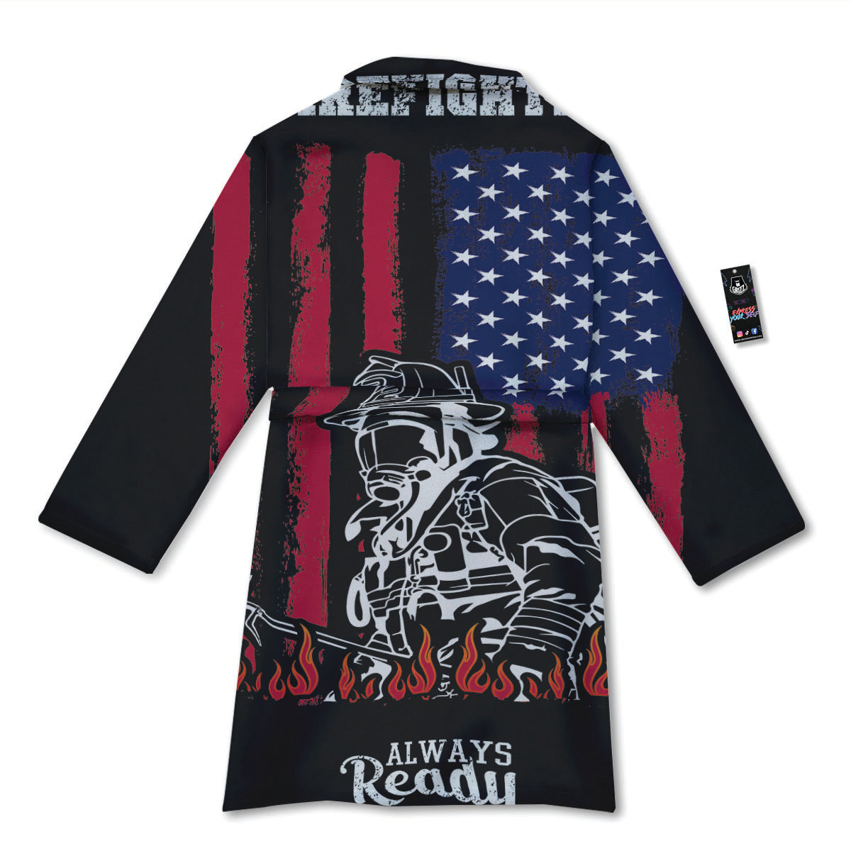 Firefighter Emblem American Print Bathrobe-grizzshop